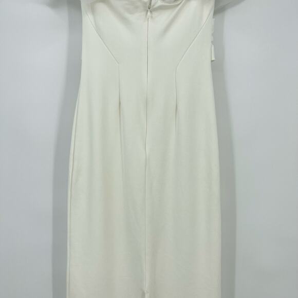 Line & Dot | Starlet Midi Sheath Dress Organza Off Shoulder Sleeves in Ivory S - Picture 11 of 16